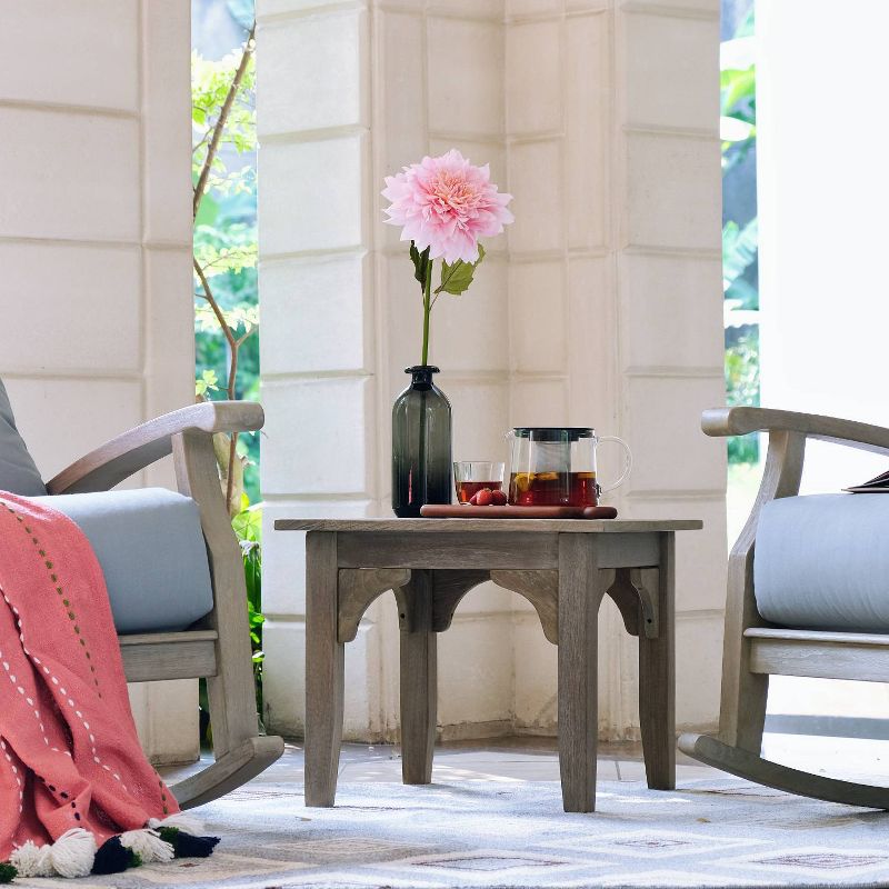 3pc Teak Caterina Patio Rocking Chair Chat Set with Cushions - Blue Spruce - Cambridge Casual