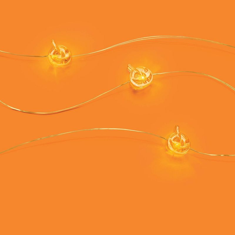 10ct Orange Pumpkin LED Battery-Powered Fairy String Lights with Timer - Hyde & EEK! Boutique™