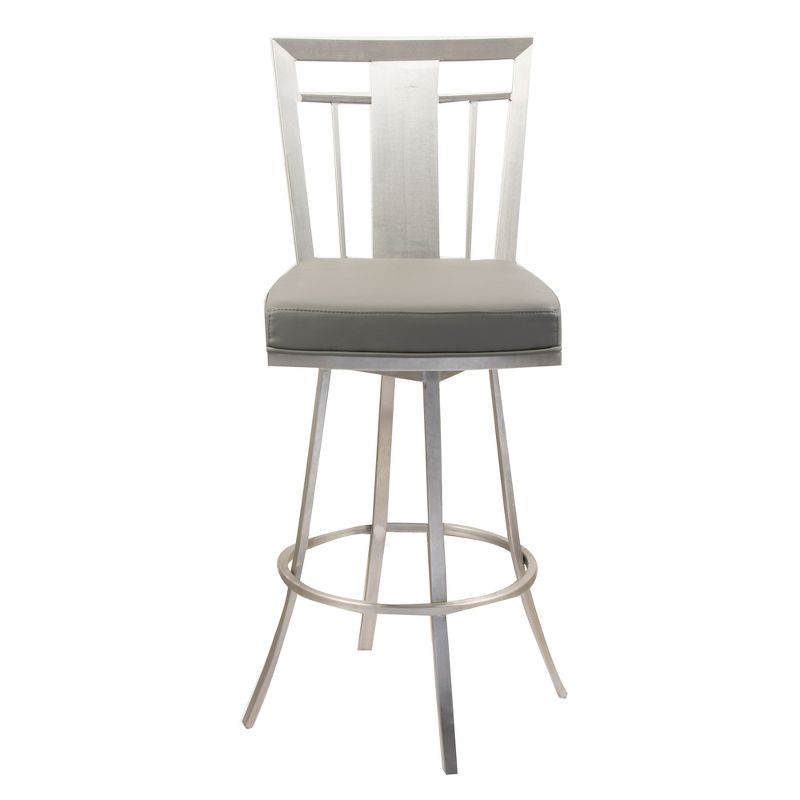 26" Cleo Modern Swivel Counter Height Barstool Gray/Stainless Steel - Armen Living