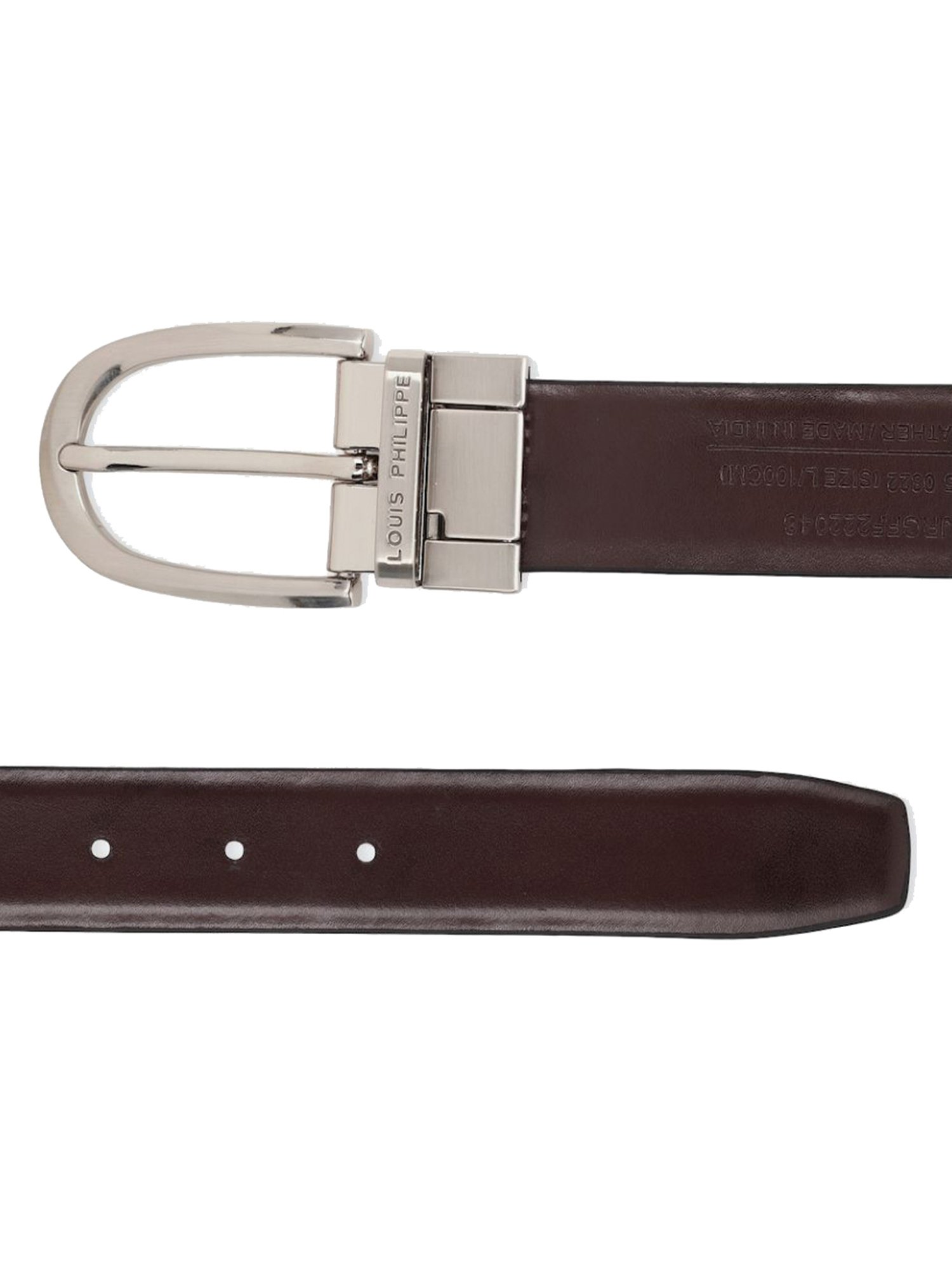 Louis Philippe Black Leather Reversible Belt for Men