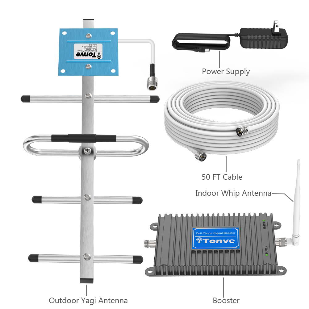 Cell Phone Signal Booster for AT&T T-Mobile 700MHz 4G LTE Band 12/17 Mobile Signal Repeater Amplifier Antenna Kits for Home and Office Improve 4G LTE Data Rates, Supports Volte