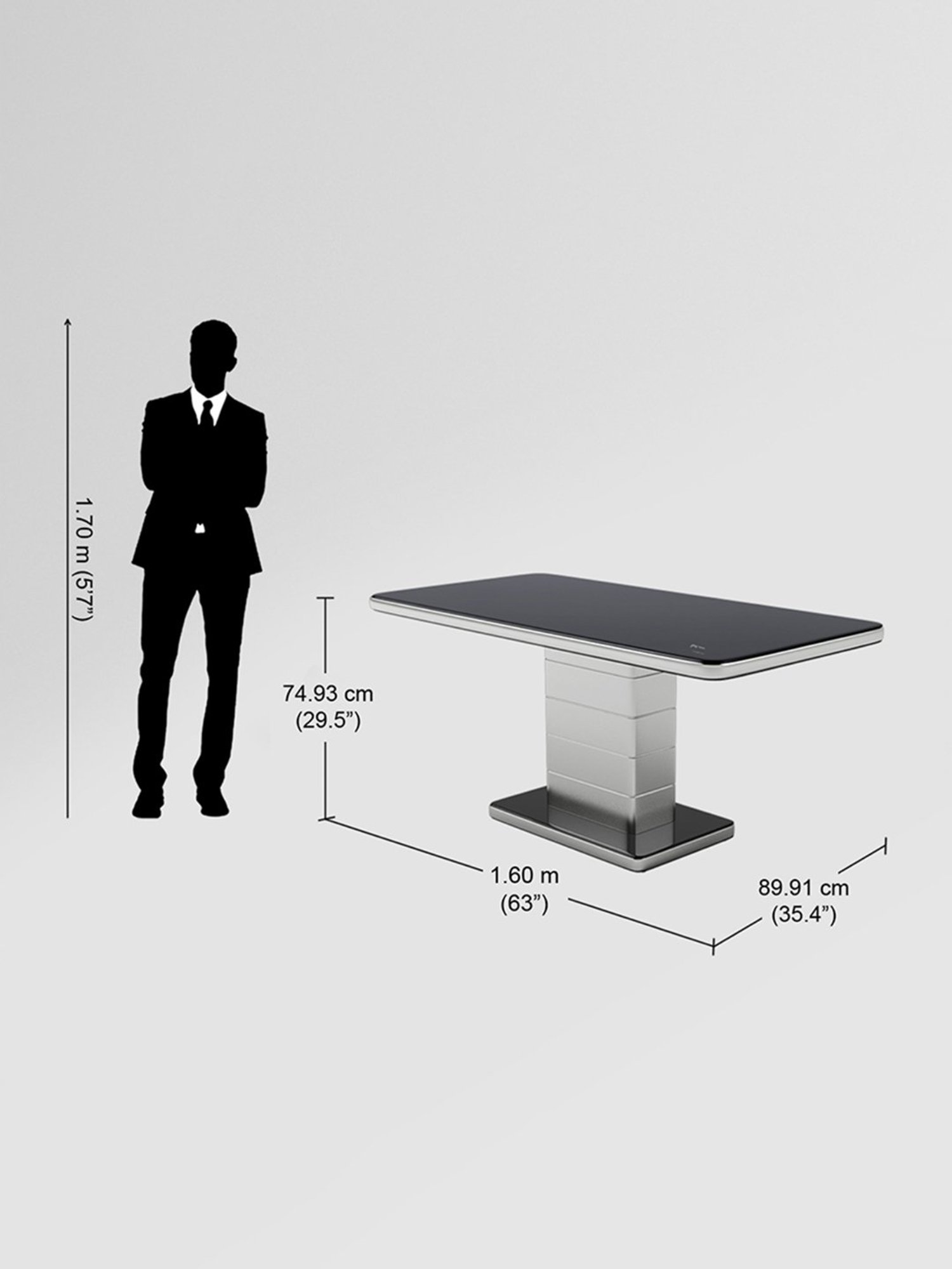 Godrej Interio Neo Apple Grey Tempered Glass 6 Seater Rectangular Dining Table Set