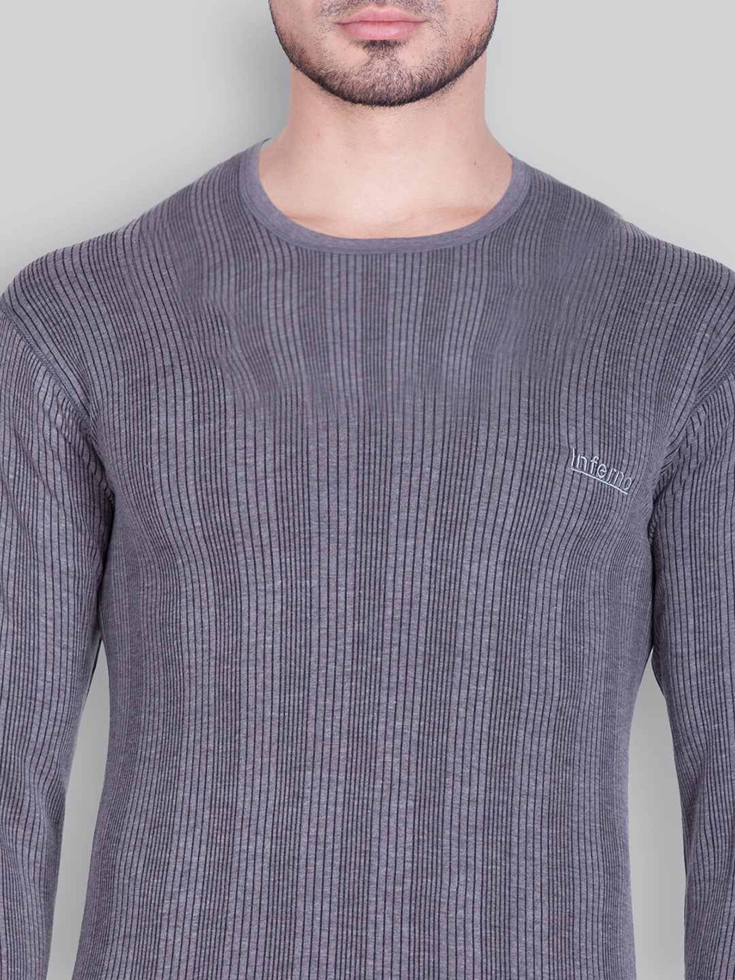 LUX Inferno Charcoal Skinny Fit Striped Thermal Set - Pack of 2