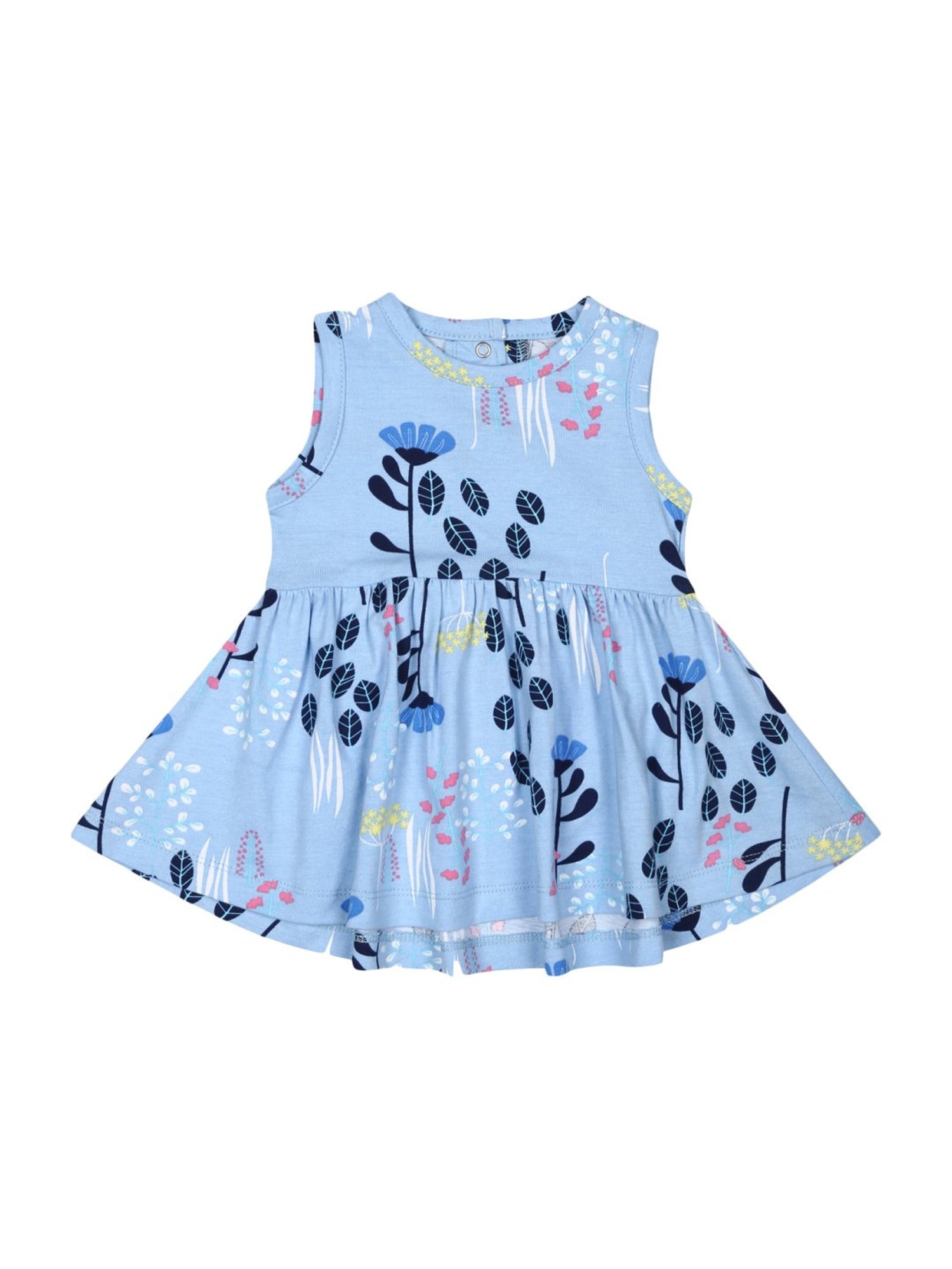 Nino Bambino Kids Blue Organic Cotton Floral Print Dress