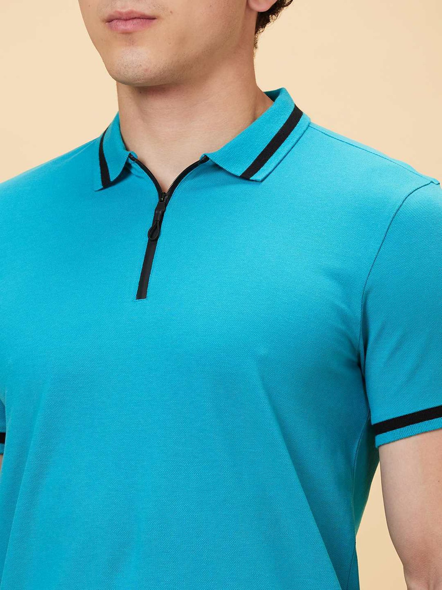 Being Human Blue Regular Fit Polo T-Shirt