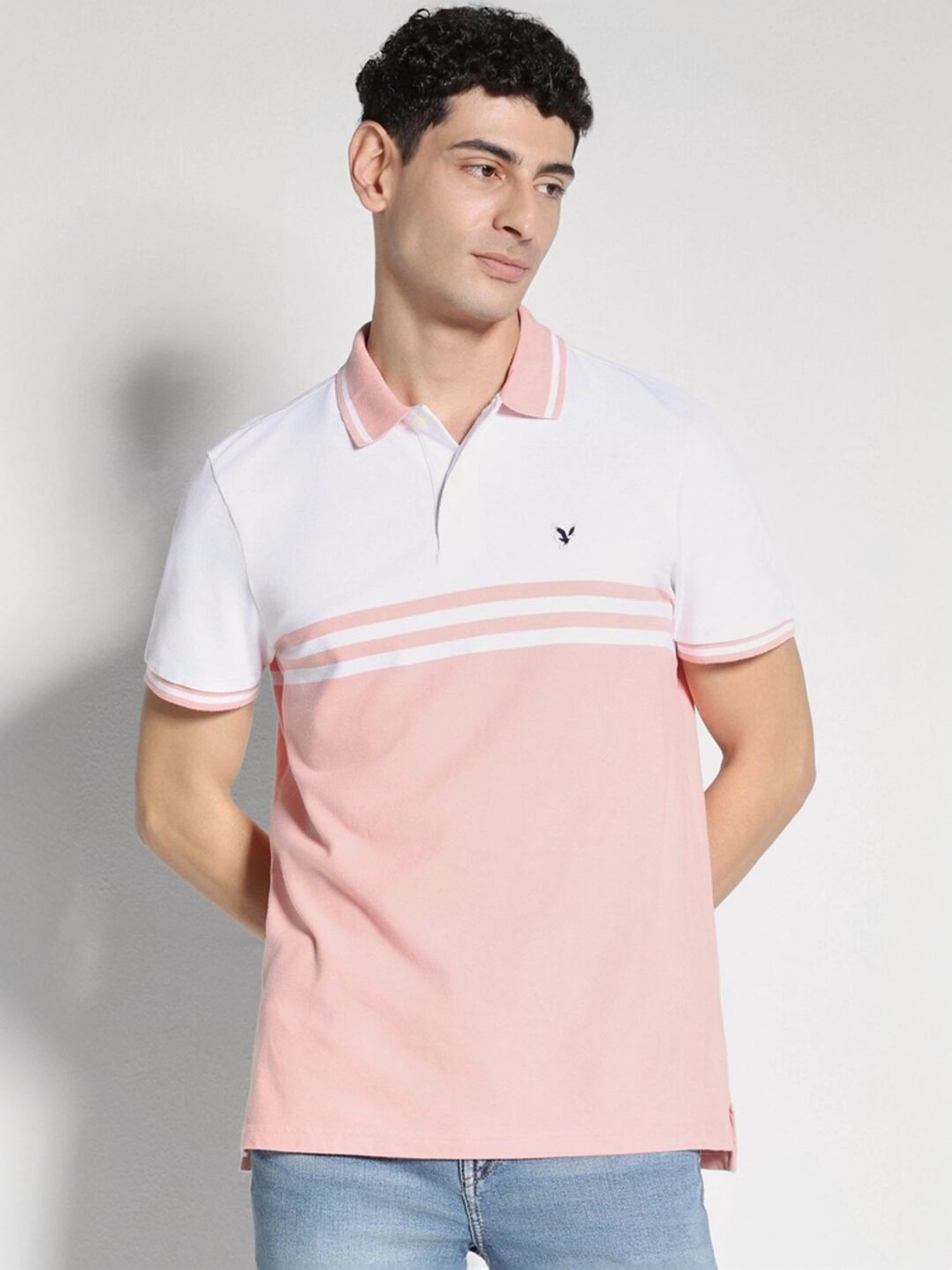 American Eagle Pink Cotton Regular Fit Printed T-Shirt