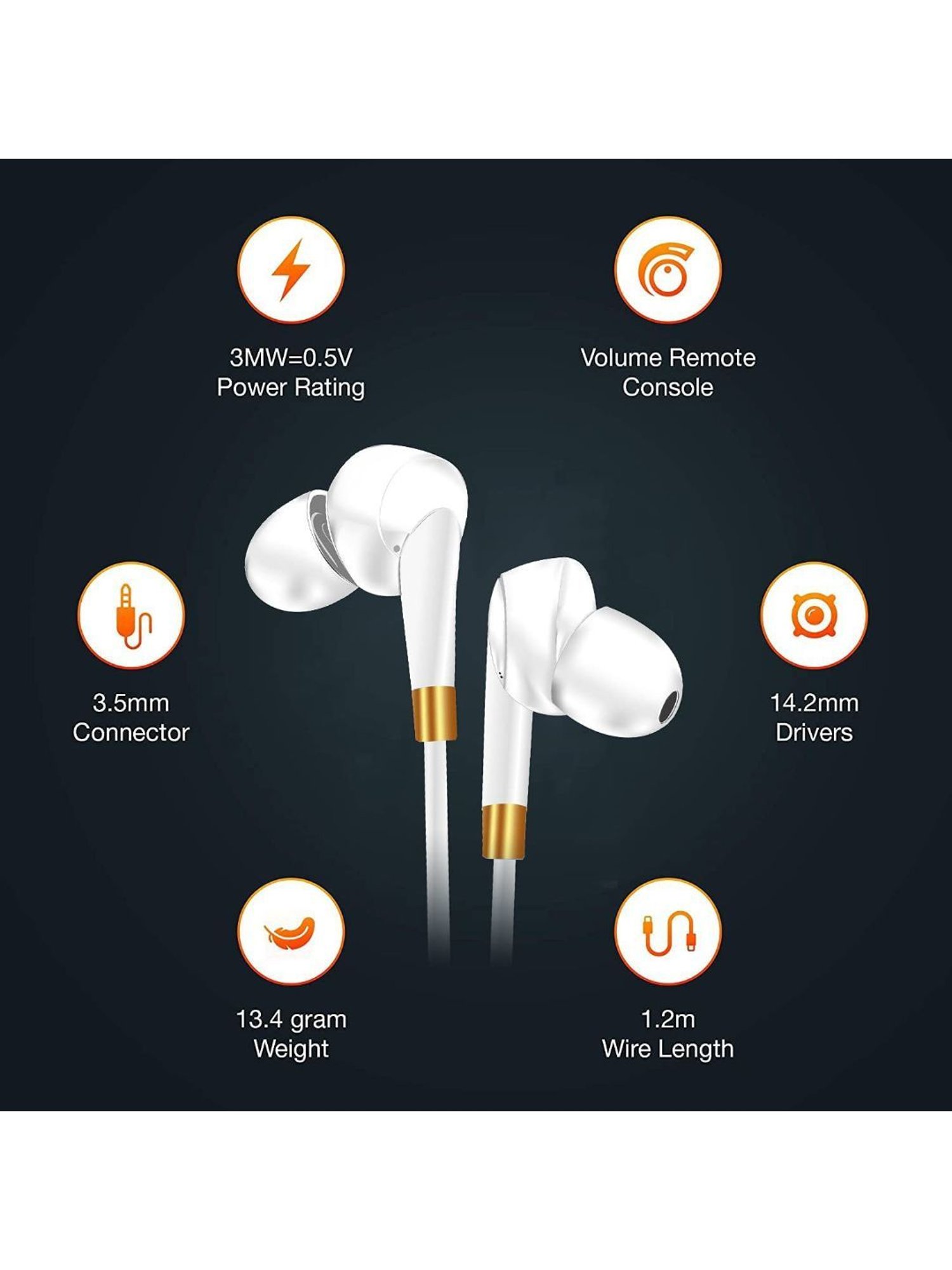 Fuelbox Boom Extra Bass 3.5Mm Stereo Earphones 1.2M (White)