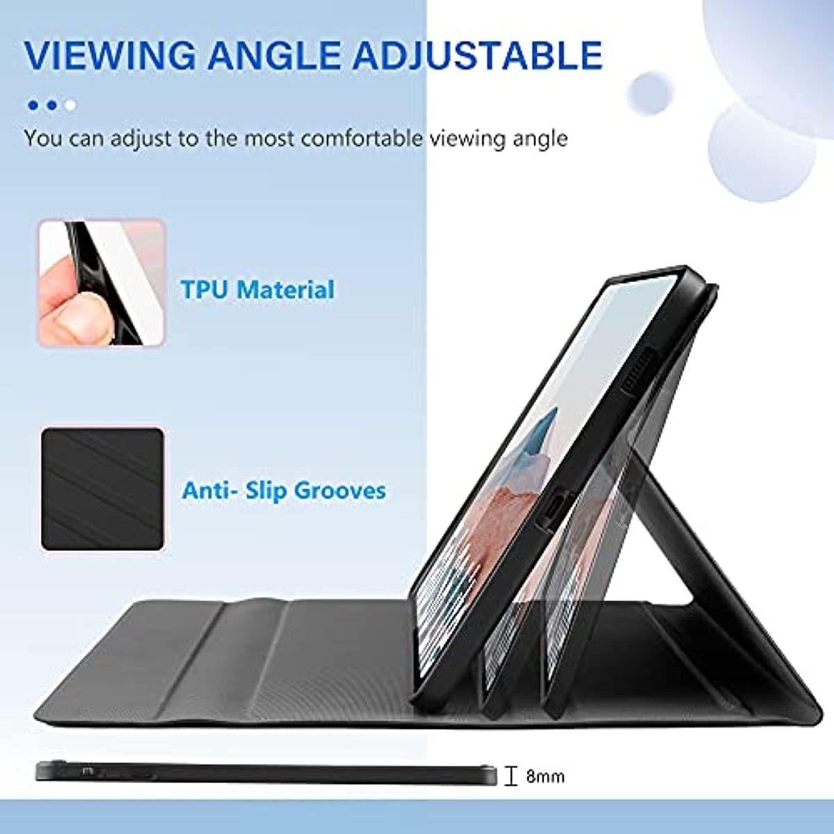 Jelly Comb Backlit Bluetooth Keyboard Case Touch for Samsung Galaxy Tab S6 Lite 10.4" 2020 (SM-P610/SM-P615), Wireless Keyboard with Trackpad & 7-Color Backlight & Protective Cover, Black