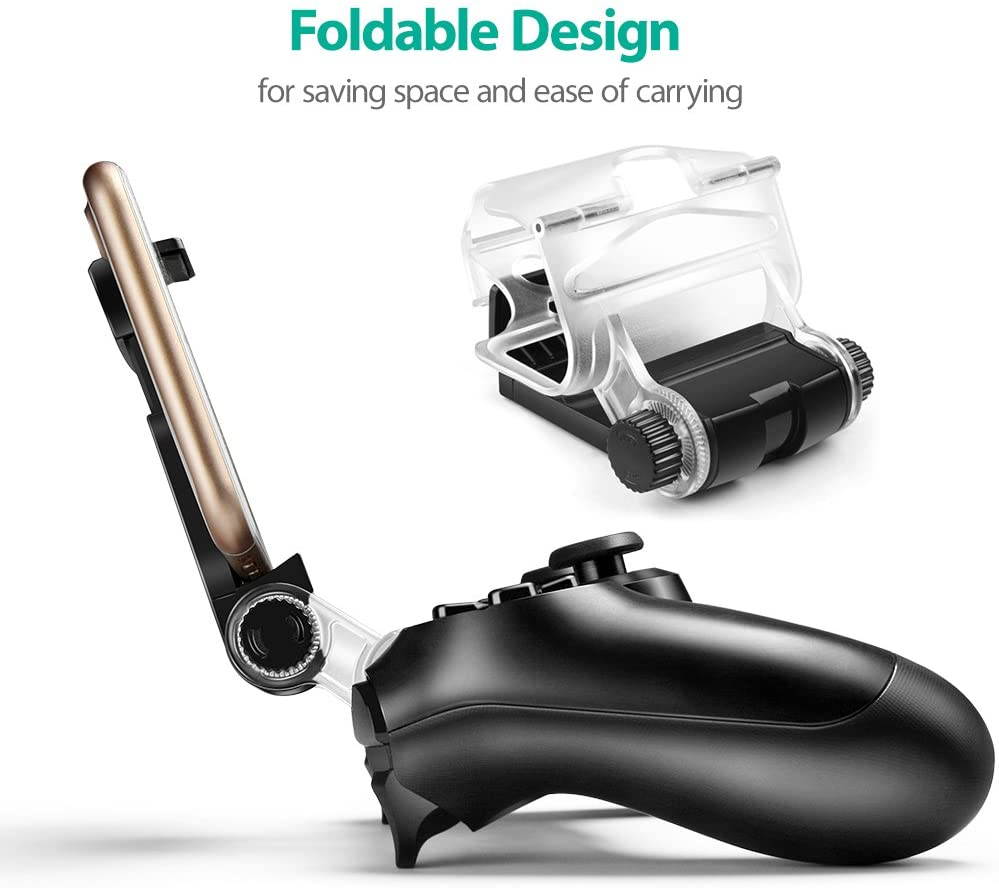 PS4 Controller Phone Holder, 180 Degree Rotation Gaming Mount Stand for Sony Playstation 4, PS4 Slim, PS4 Pro, Android S10 S10+/S20/S20+5G Note 10 9 8 LG HTC &ndash; Fits Max 6 inch