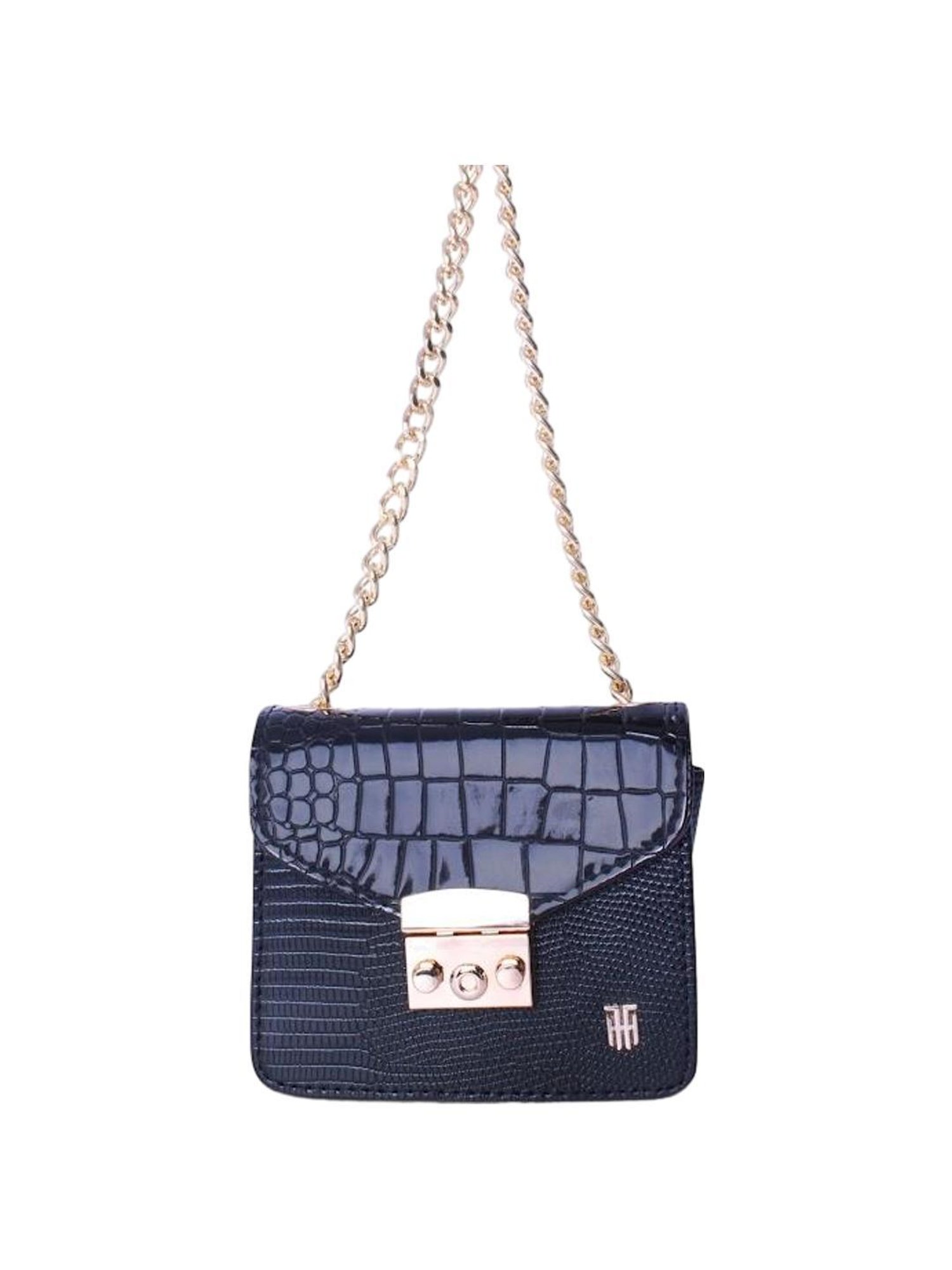 THE HOLISTIK Vibrant Black Textured Small Sling Handbag