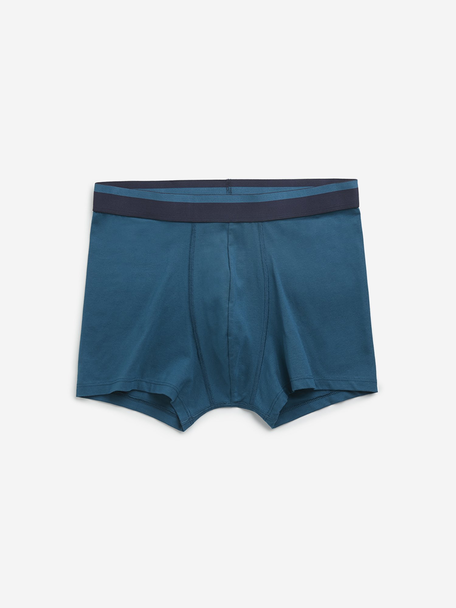 WES Lounge by Westside Teal Printed Cotton Blend Trunks - Pack of 3