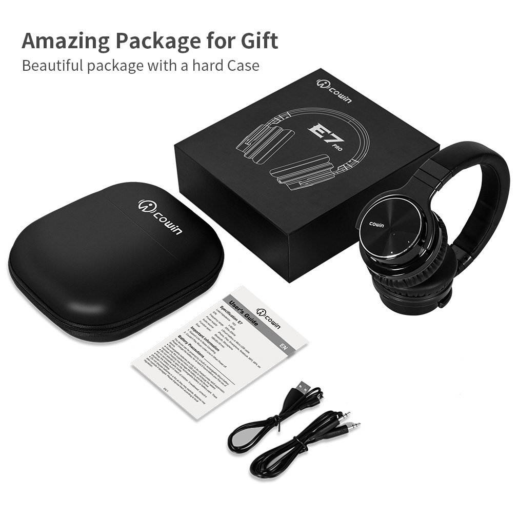 COWIN E7 Pro [2018 Upgraded] Active Noise Cancelling Headphones Bluetooth Headphones with Mic Hi-Fi Deep Bass Wireless Headphones Over Ear 30H Playtime Travel Work TV Computer Cellphone - Blue