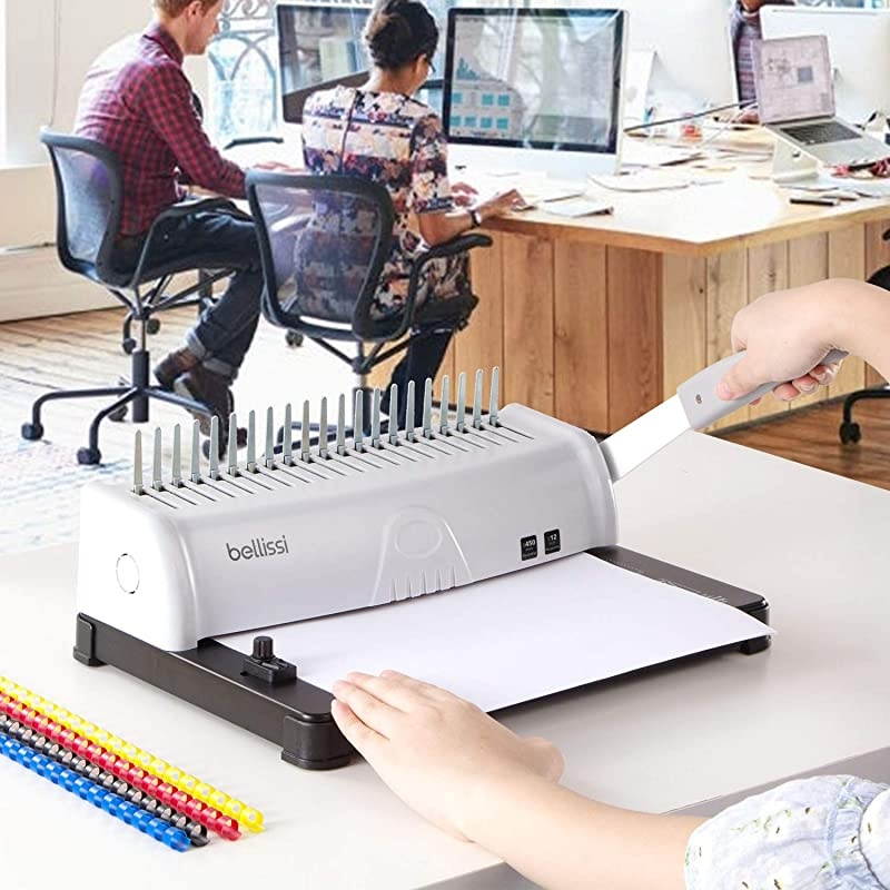 Machines Combs 21 Hole 450 Sheets Paper Punch Binder Spiral Machine 19 Hole Fit Letter Size with 100 PCS Colorful Comb Coil