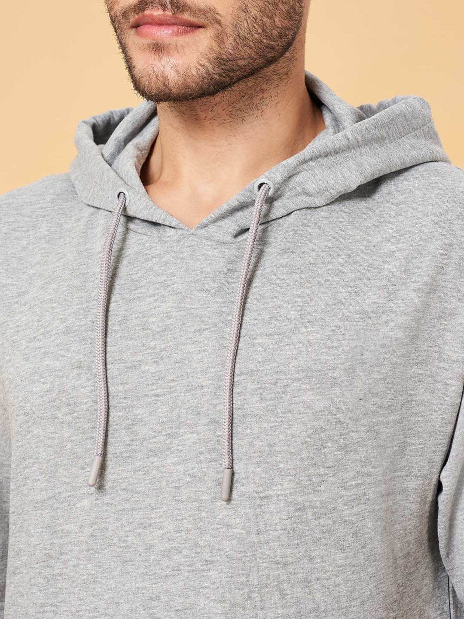 Urban Ranger by Pantaloons Grey Melange Cotton Regular Fit Hooded Sweatshirt