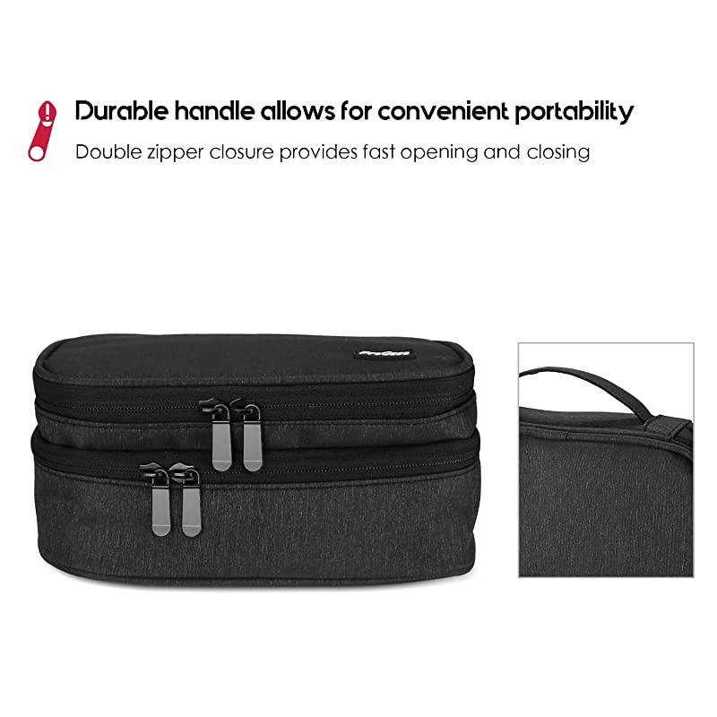 Electronics Travel Organizer Storage Bag, Double Layer Universal Traveling Gear Accessories Carrying Cover Pouch for iPad Mini Cables Phone Chargers Adapter Flash Hard Drive and More &ndash;Black