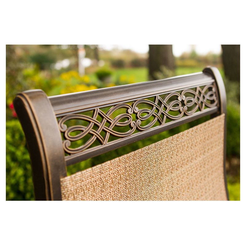 Monaco 5pc Round Metal Dining Set w/ Swivel Sling Chairs - Tan - Hanover