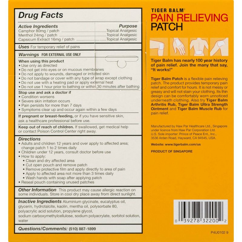 Tiger Balm Pain Relieving Patch - 5ct