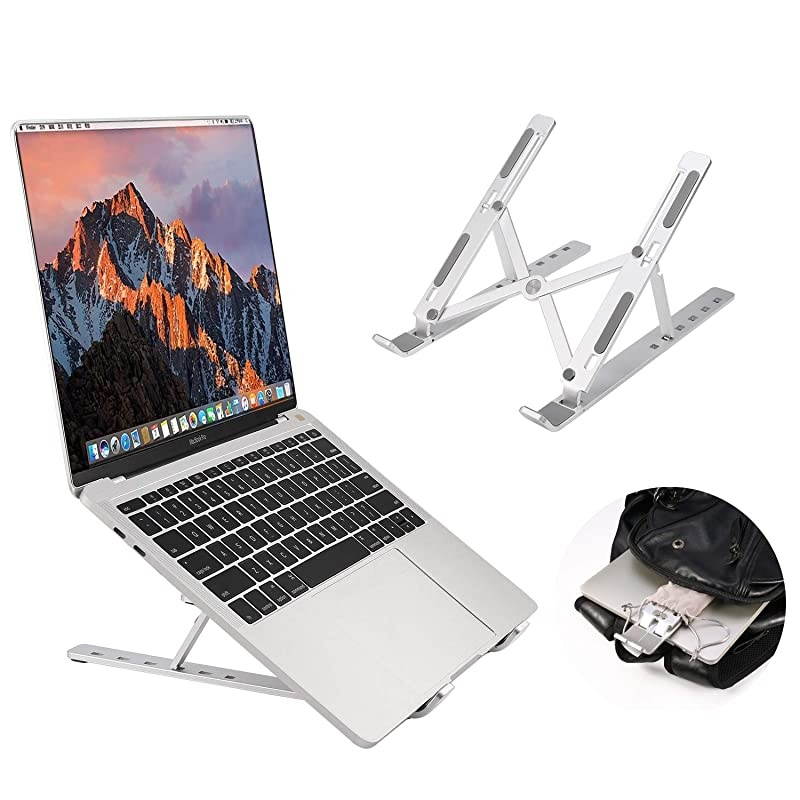 Portable laptop stand, Aluminum Foldable Holder, 6 levels Height & Angle Adjustable,MacBook Stand Portable,Universal Desktop Stand Holder , Compatible with 7~15.4 inch tablet,Macbook,Notebook-