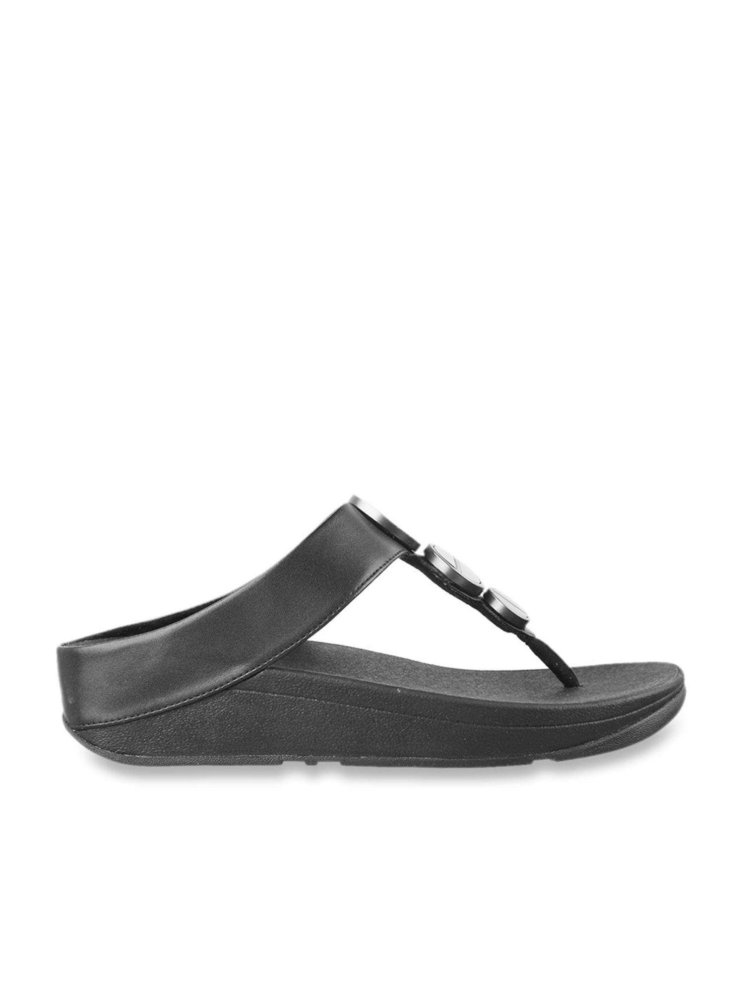 FitFlop Women's Black Thong Wedges