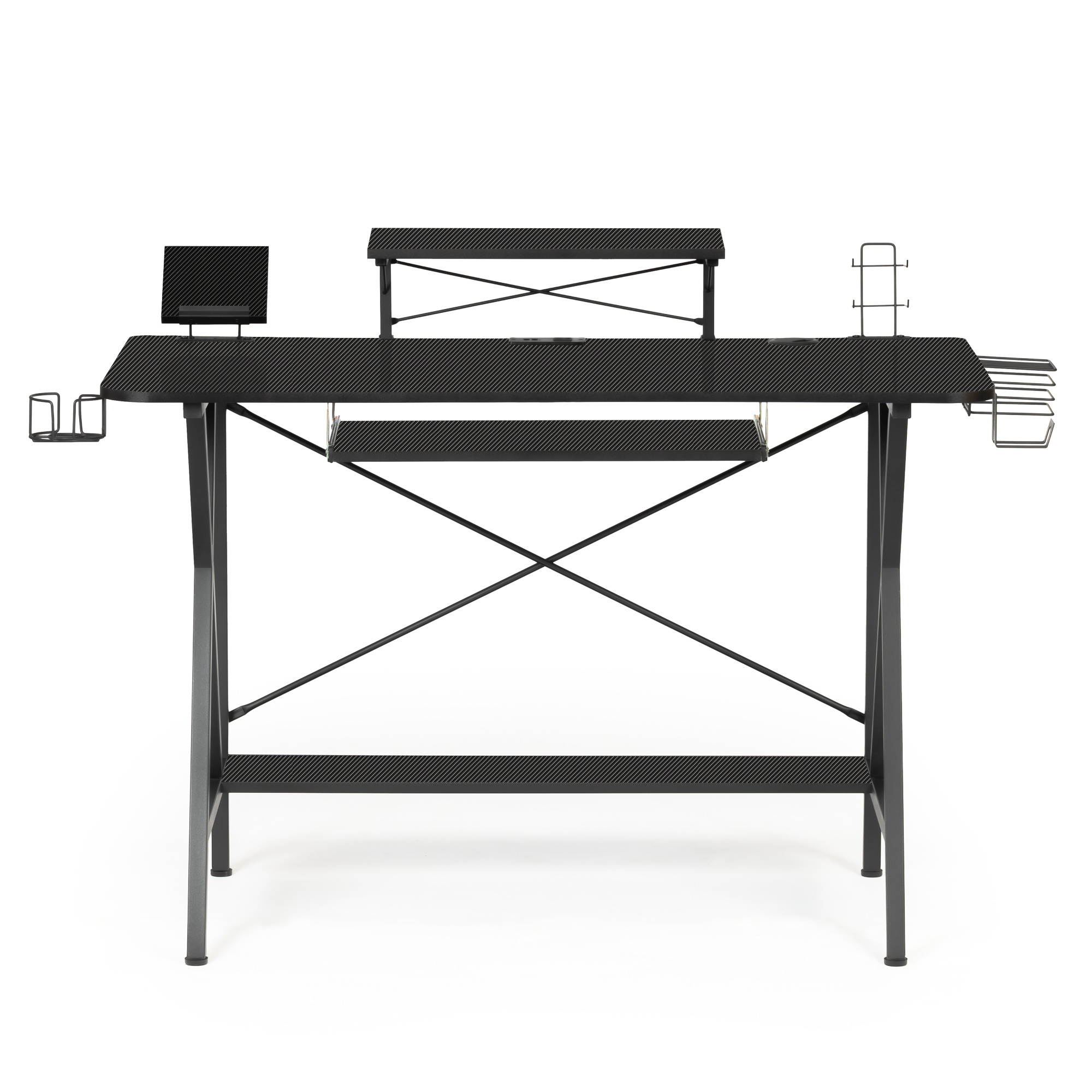 47" Gaming Desk, SEGMART PC Computer Desk, Home Office Desk with Cup Holder & Headphone Hook, PC E-Sports Gaming Workstation Gamer Tables Writing Table with PC Stand Shelf Keyboard Stand, Black, R029