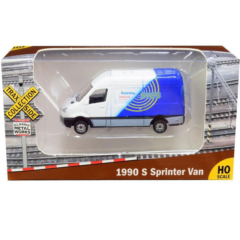 1990 Mercedes Benz Sprinter Van White & Blue "STCS Satellite TeleCom Security" "TraxSide Collection" 1/87 (HO) Diecast Model by Classic Metal Works