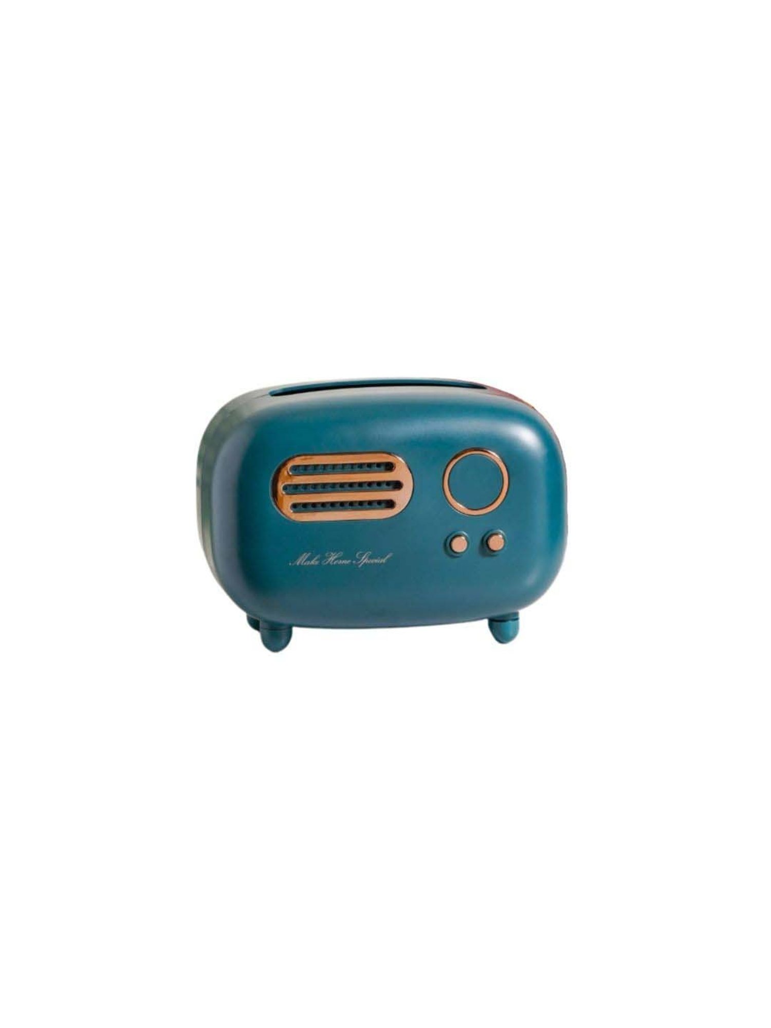 Nestasia Premium Quality PVC Made Vintage Radio Transistor Shaped Teal Tissue Box for Dining Room