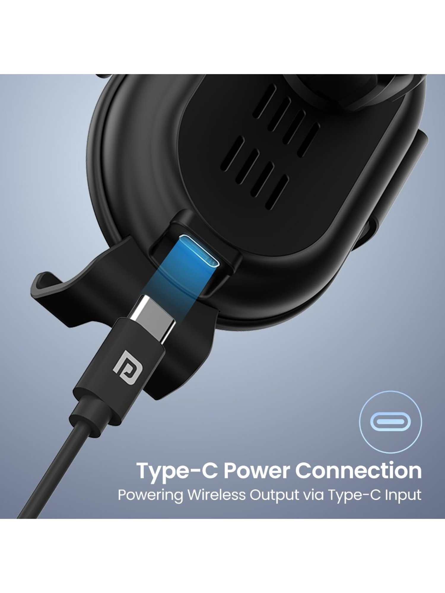 Portronics Charge Clamp 4 Wireless Car Charger with 15 W, 360 Degree Rotation (Black)