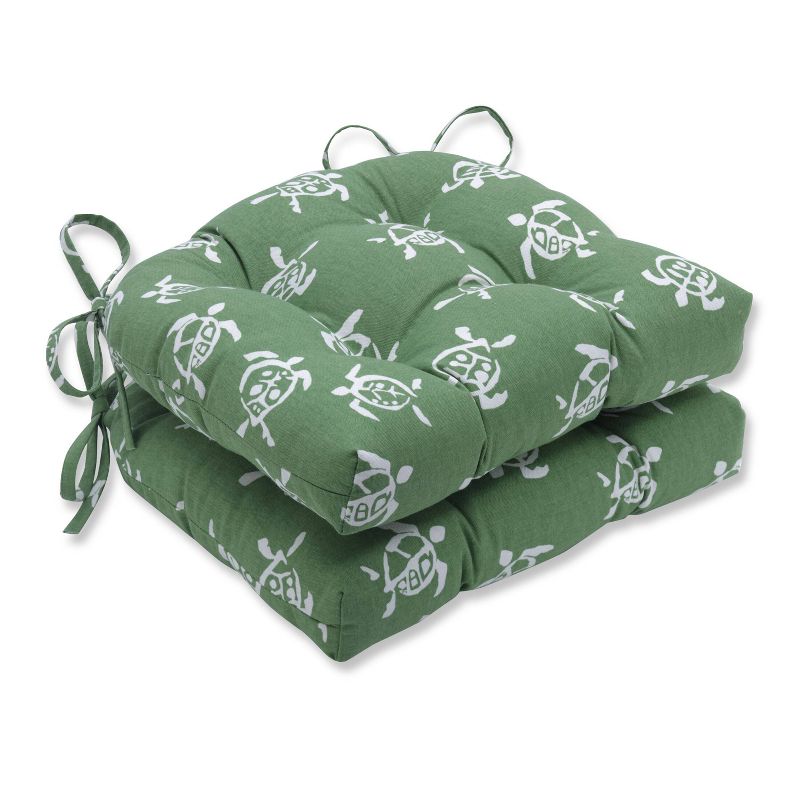 Set of 2 Sea Turtles Verte Reversible Chair Pad - Pillow Perfect