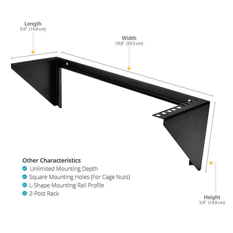 3U Wall Mount Patch Panel Bracket 19 in Steel Vertical Patch Panel Mounting Rack for Networking Equipment RK319WALLV