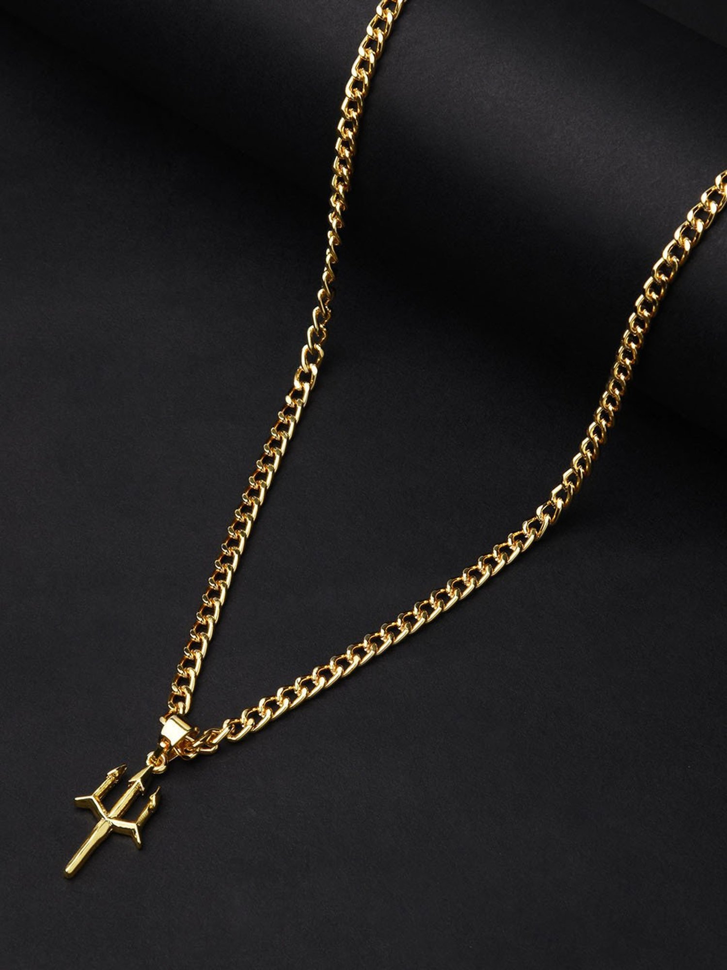 The Bro Code Gold-Plated Devi Thrishul Pendant Necklace for Men