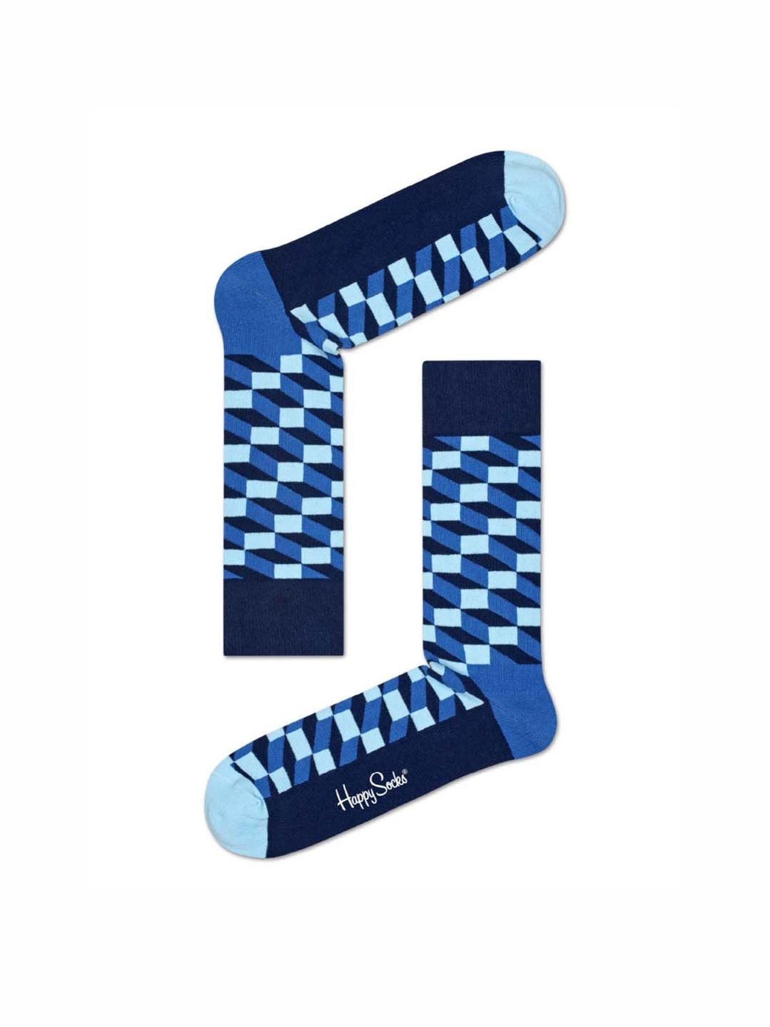 Happy Socks Filled Optic Blue Cotton Printed Socks (41-46)