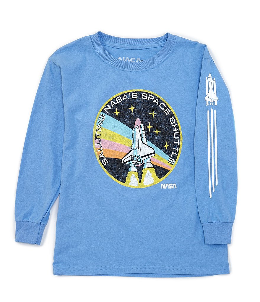NASA Big Girls 7-16 Long-Sleeve Saluting NASA Tee