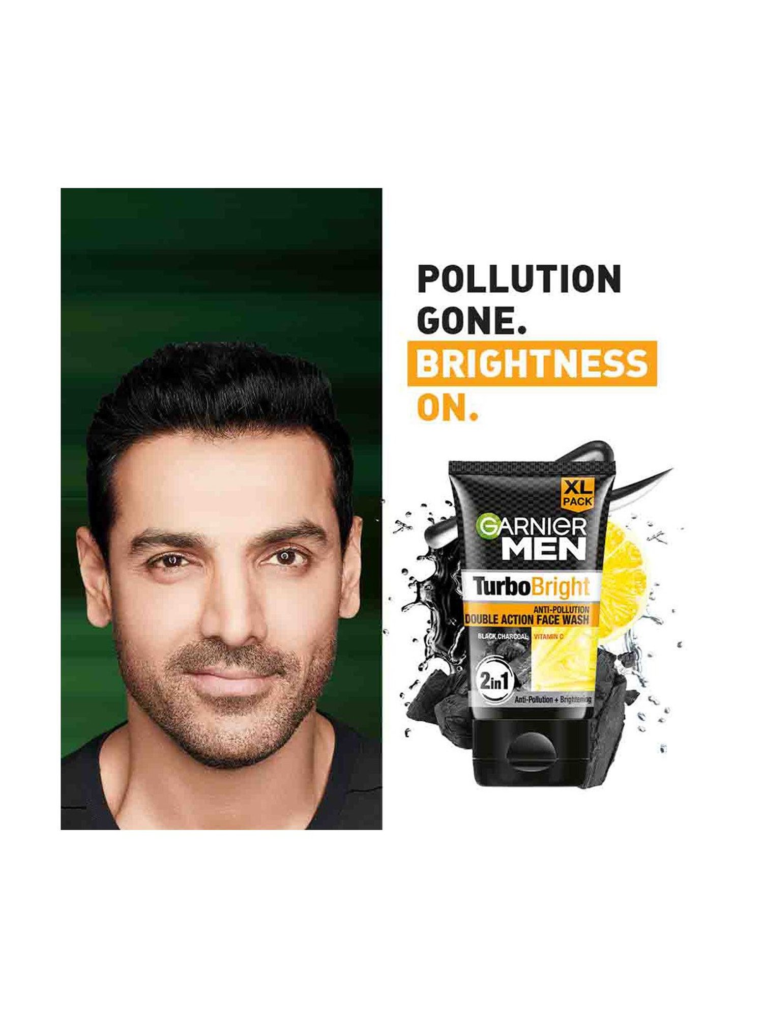 Garnier Men Turbo White Double Action Charcoal Face Wash - 150 gm