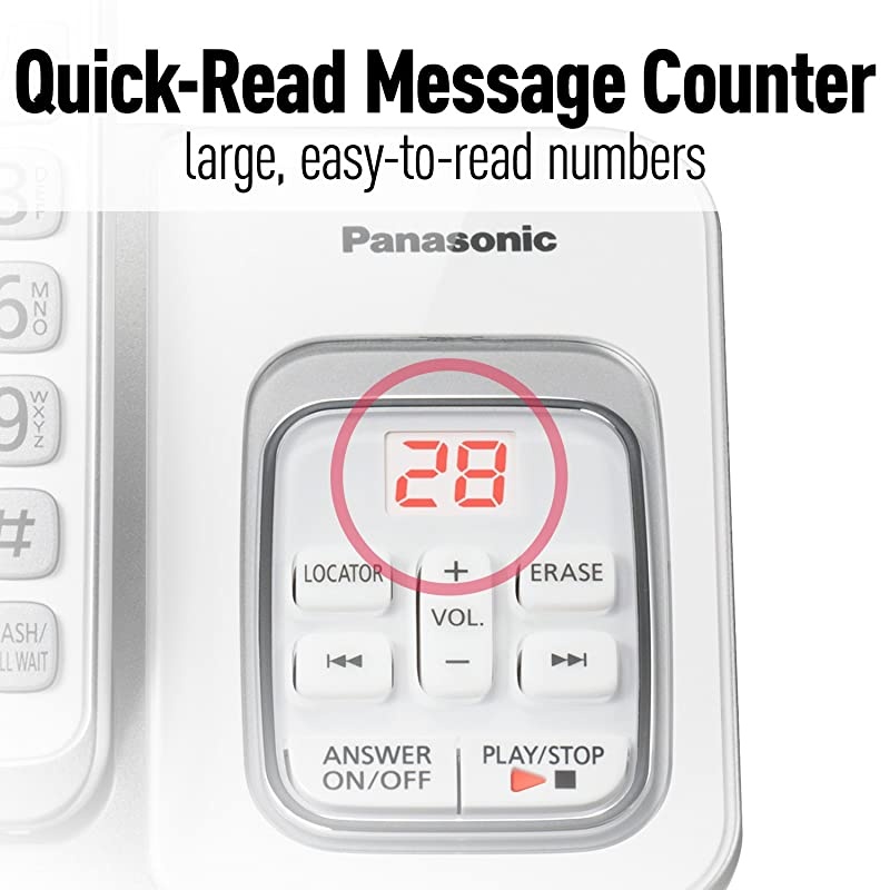 Expandable Cordless Phone System with Answering Machine and Call Block - 3 Cordless Handsets - KX-TGD533W (White/Silver)