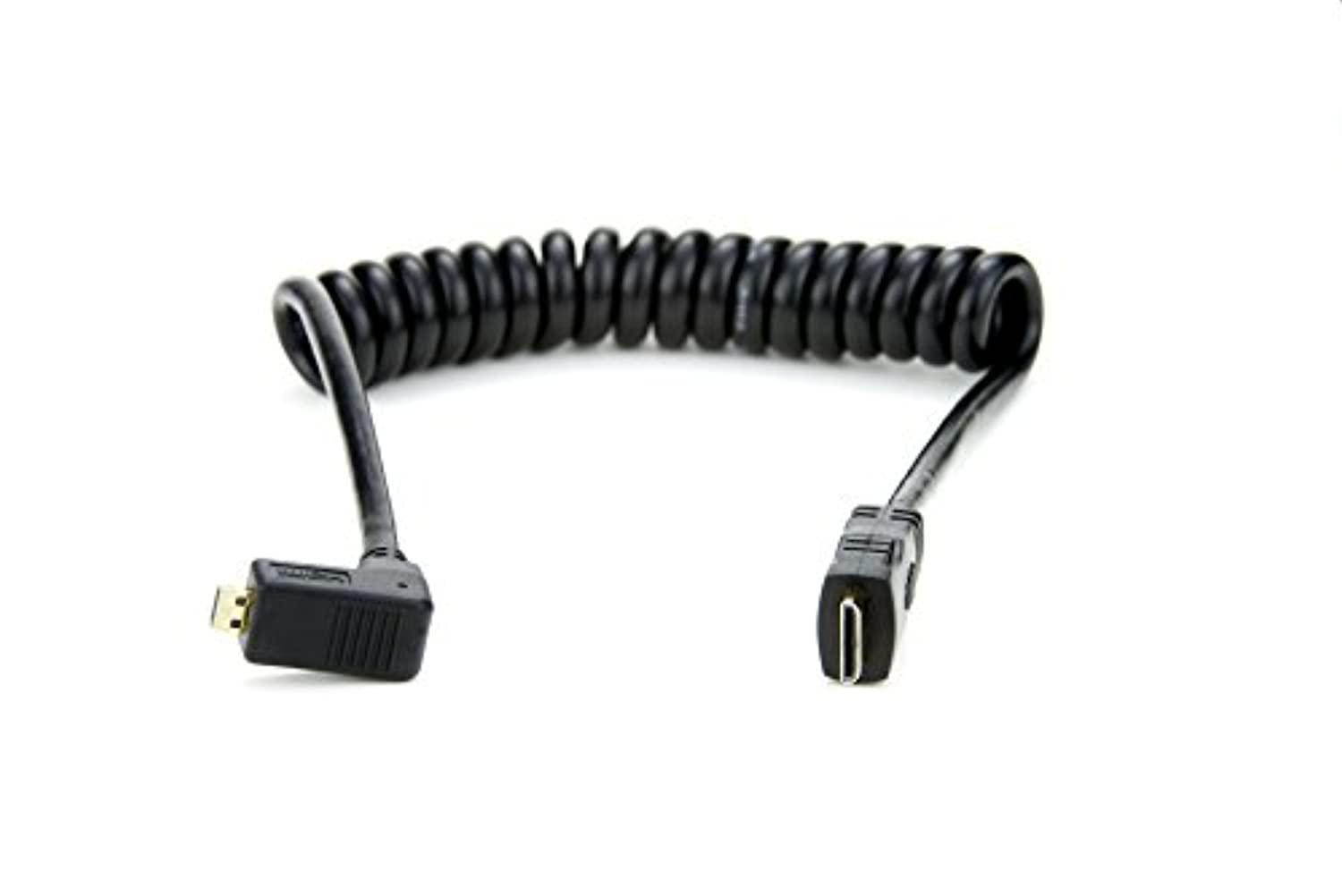 Atomos 11.81"/30cm Coiled Right Angled Micro HDMI to Straight Mini HDMI Cable