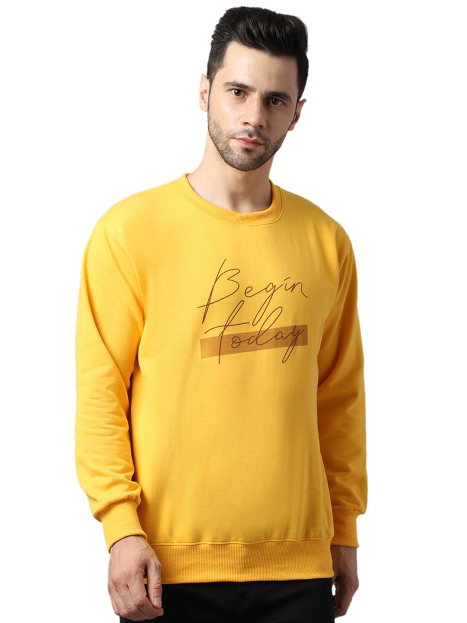 Vimal Jonney Yellow Regular Fit Printed Sweatshirts - Pack of 2