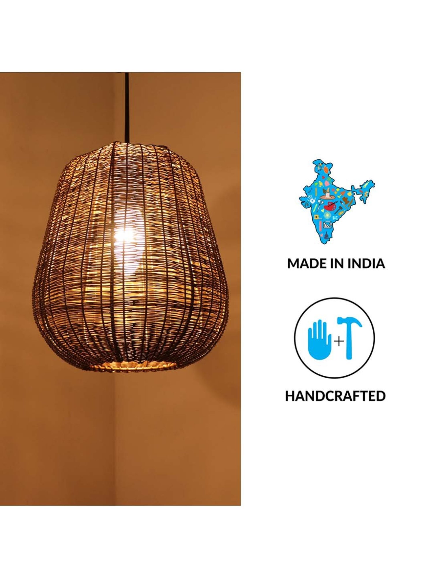 ExclusiveLane 'Mesmerising Mesh' Dark Brown Iron Hand-Etched Pendant Lamp - Set of 1