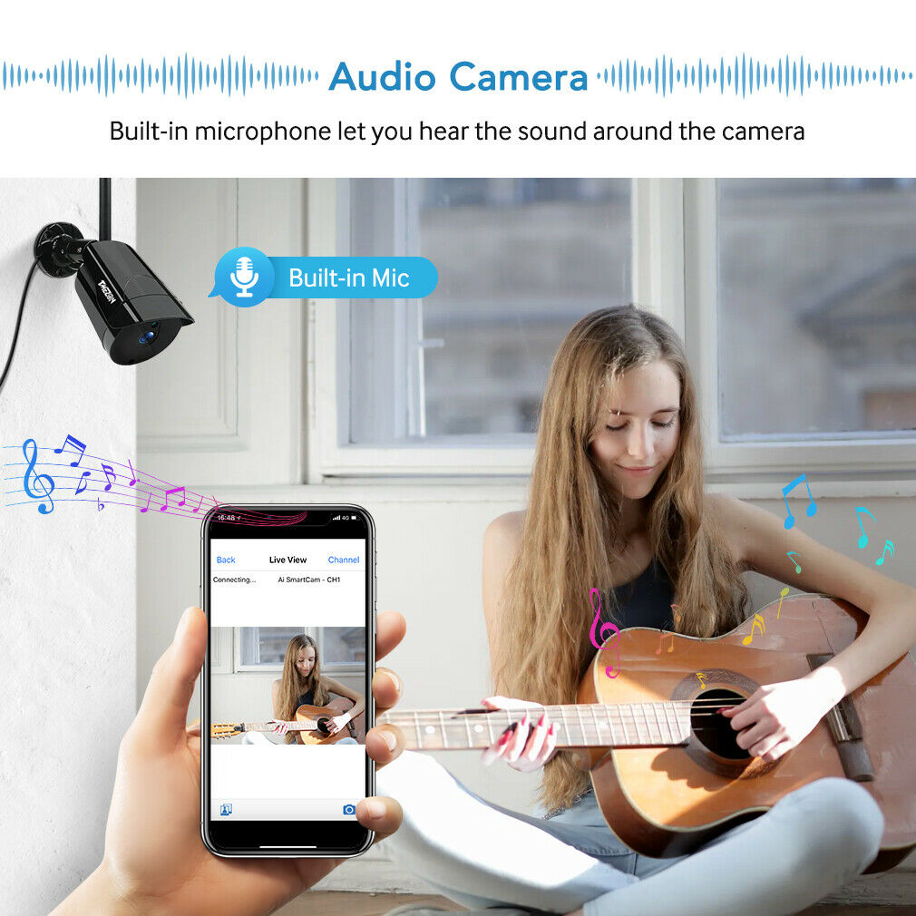 TMEZON Audio 2MP Wireless Security Camera System, 8CH Indoor Outdoor Video Surveillance NVR Systems with 2TB Hard Drive, 8Pcs 1080P Home WiFi IP Cameras, P2P, Waterproof, Night Vision, Remote Access