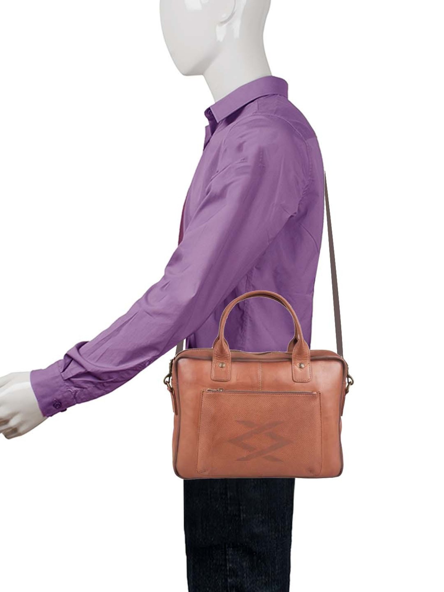 KOMPANERO Tan Leather Medium Messenger Bag