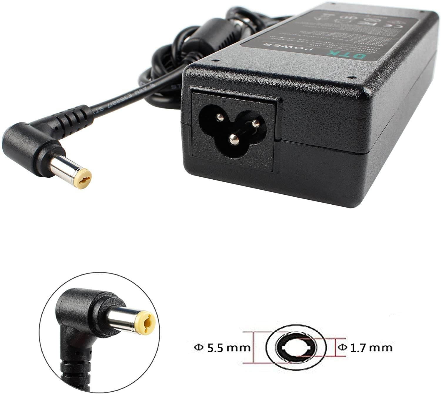 DTK 19V 4.74A 90W Ac Adapter for Acer Laptop Computer Charger Notebook PC Power Cord Supply Source Plug (75W 65W Compatible) Connector Size: 5.5x1.7mm