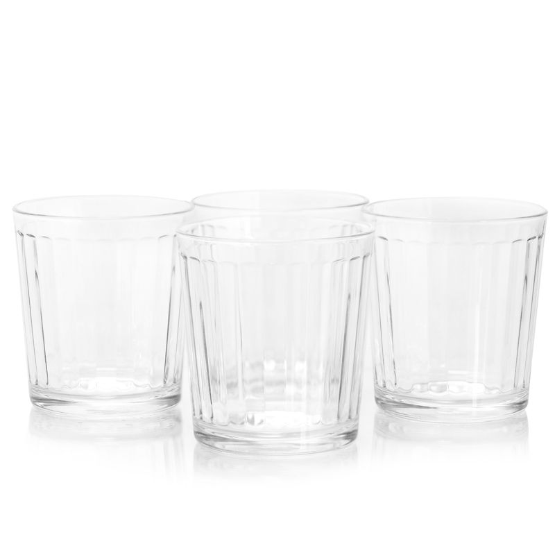 Pasabahce Optica 4 Piece 13 Ounce Double Old Fashioned Set in Clear Glass