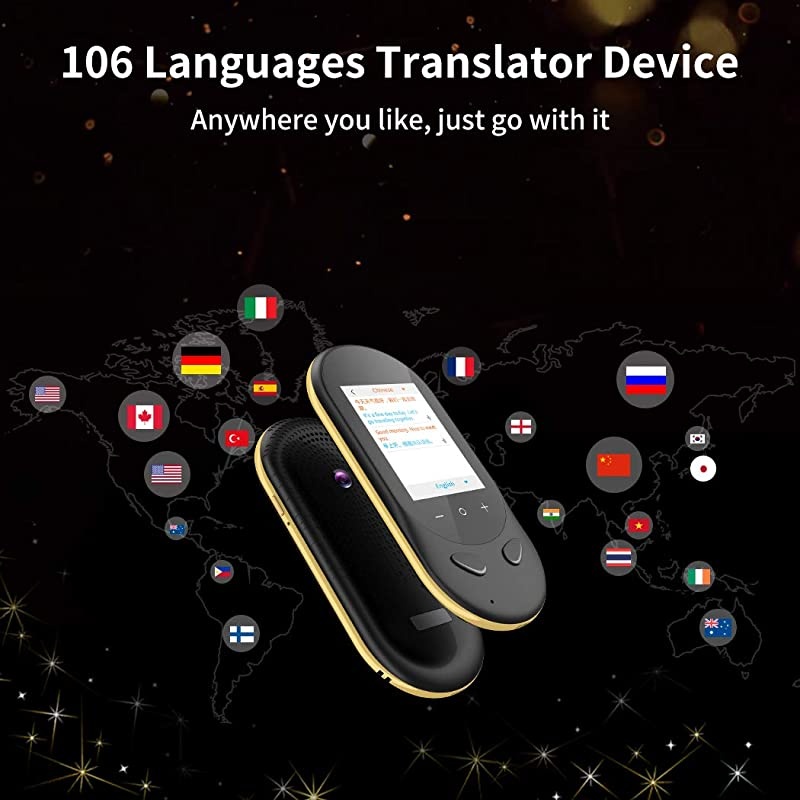 Translator Device Two Way Instant Voice Translator Support 106 swith Camera Translation for Travelling Abroad Learning Shopping Business Chat Shopping (Black)