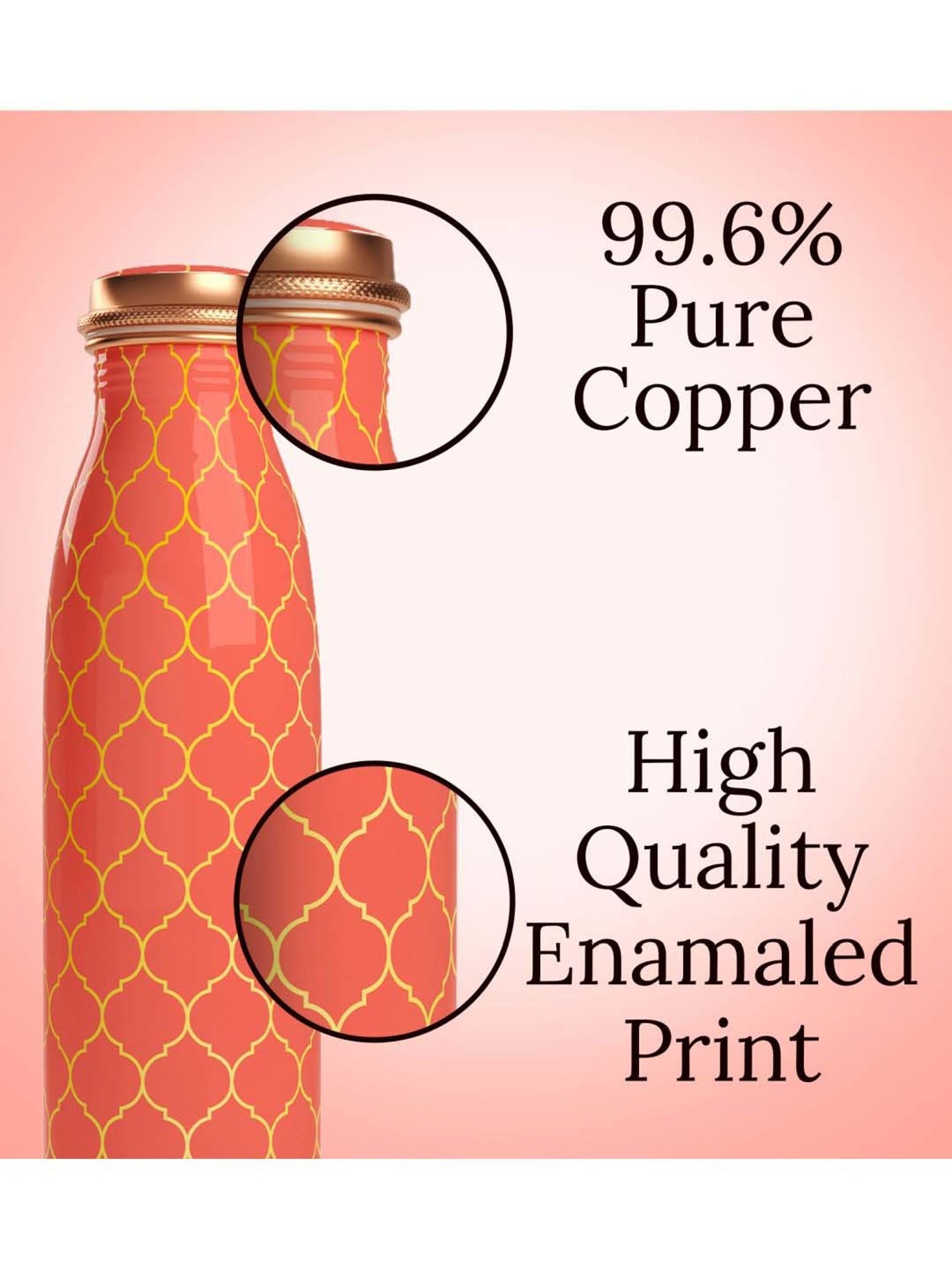 Everything Beautiful Coral Copper Water Bottle - Seamless (0.95 L)