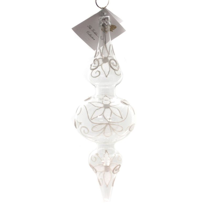 Golden Bell Collection 7.75" Clear Drop With Flowers Rhinestone Ornament  -  Tree Ornaments