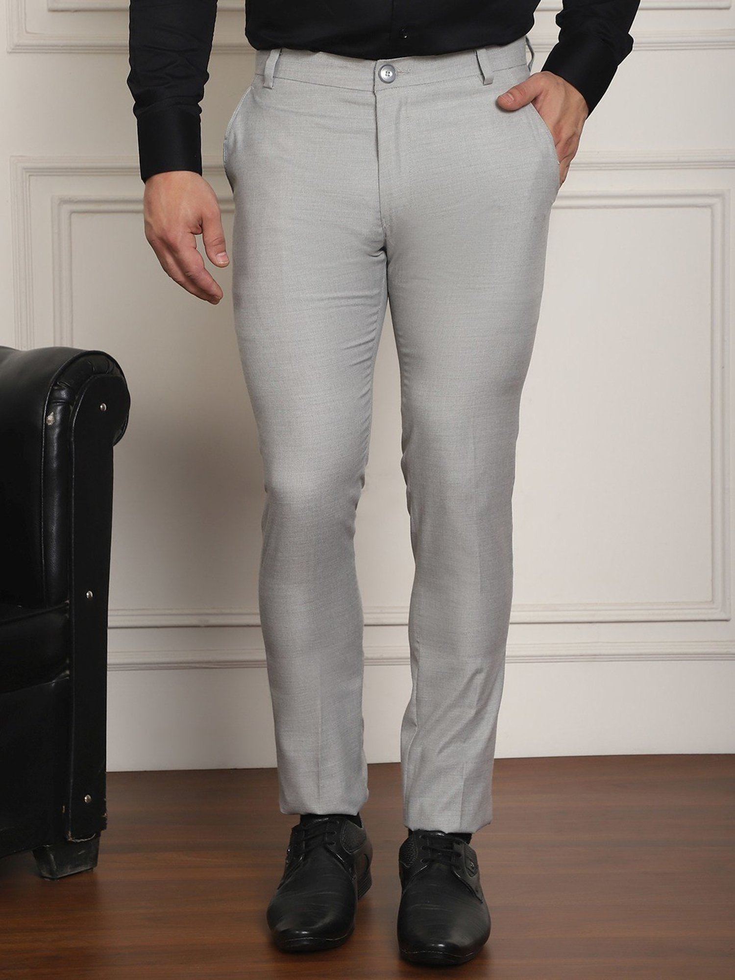 Jainish Light Grey Tapered Fit Trousers