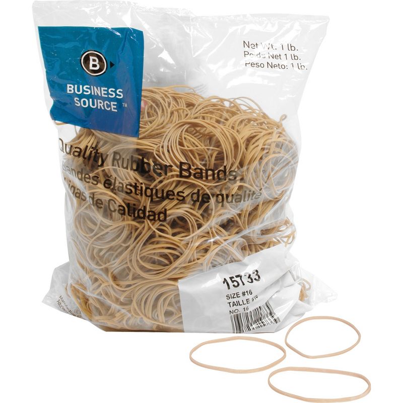 Business Source Rubber Bands Size 33 1 lb./BG 3-1/2"x1/8" Natural Crepe 15743