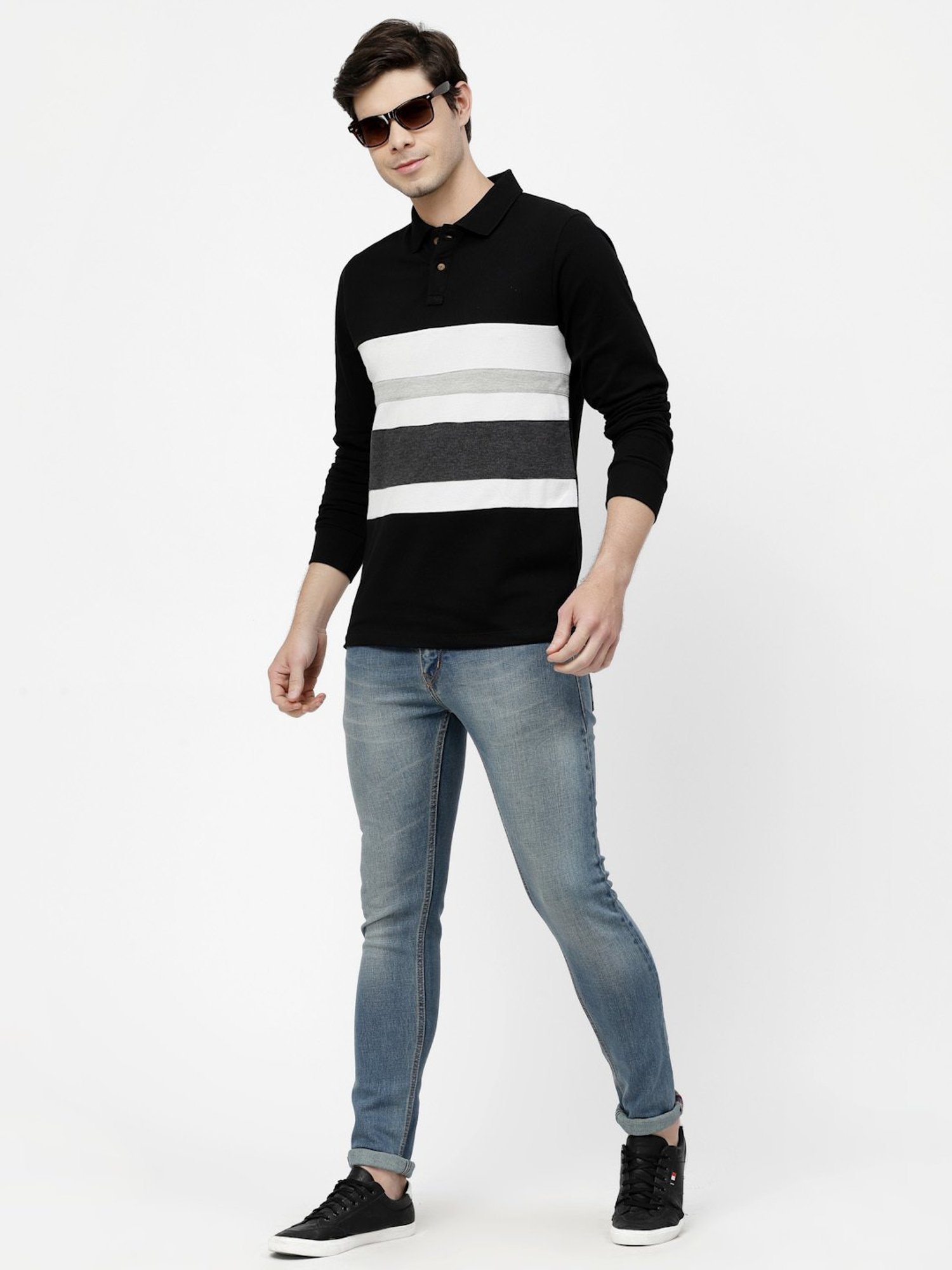 Kalt Black Regular Fit Polo T-Shirt