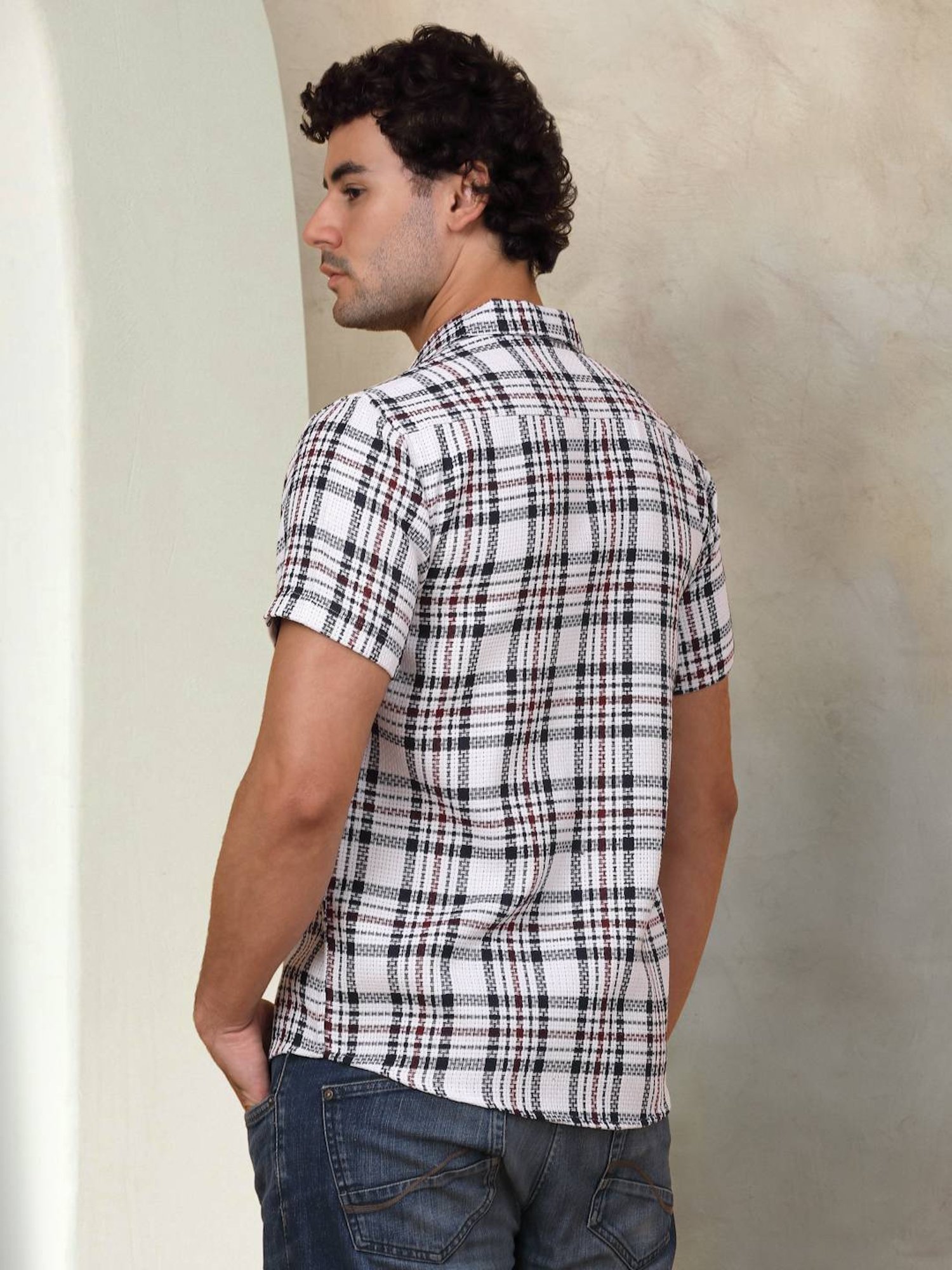 Indian Needle Grey Ragular Fit Checks Shirt