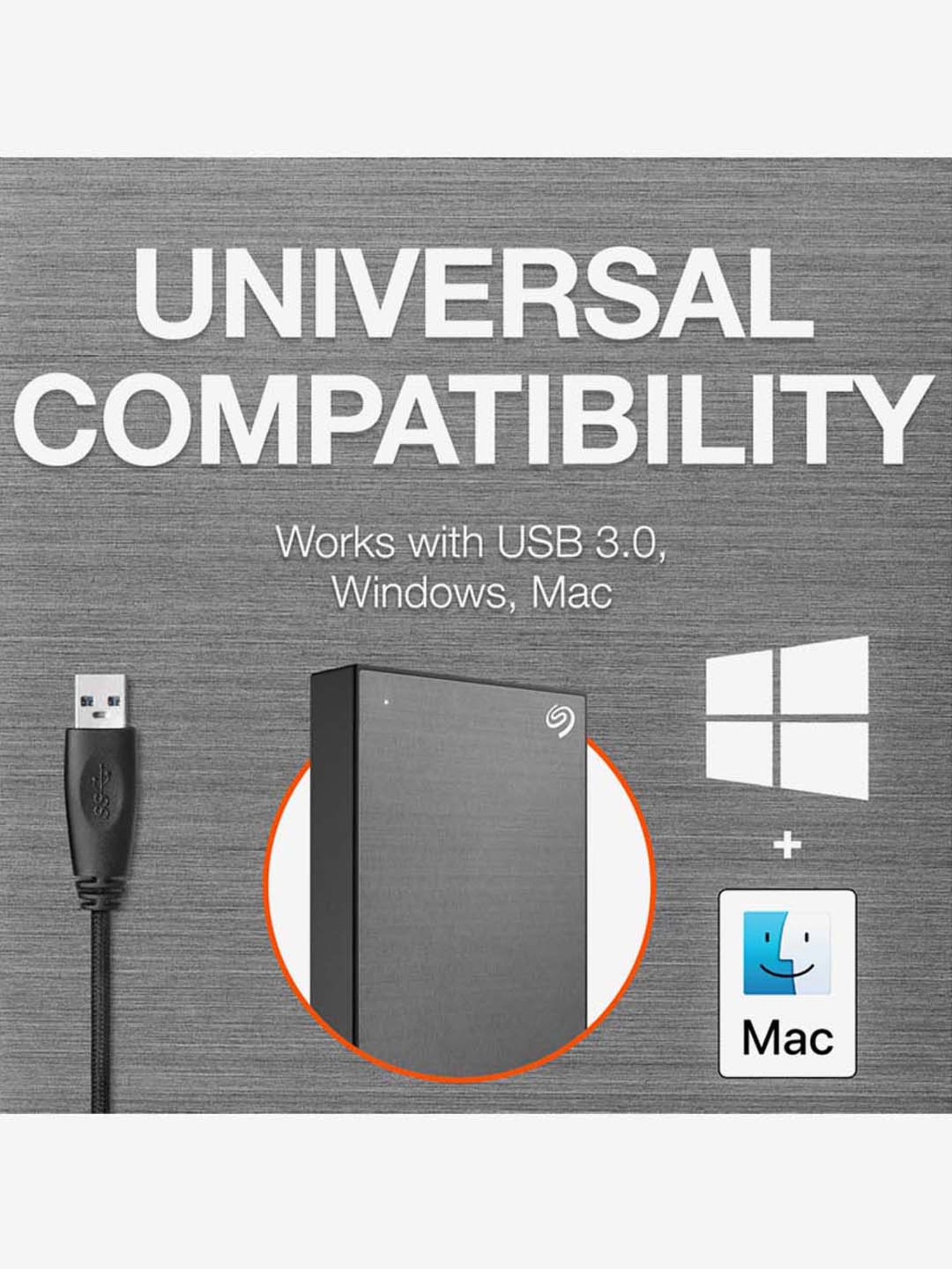 Seagate One Touch 5TB External HDD with Password -Gray for Win & Mac - STKZ5000404