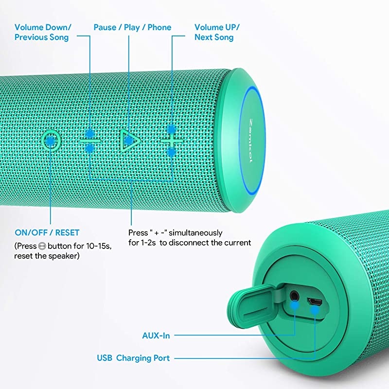 Bluetooth Speakers Bluetooth Speakers Portable WirelessV42 with Powerful 24W with 360&deg; Bass Sound TWS 15H Playtime IPX6 Waterproof Suitable for Travel Home and Outdoors